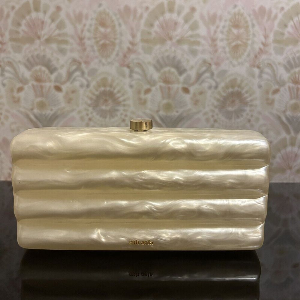 Cult Gaia Ivory Acrylic Enid Box Clutch Bag - Read Description